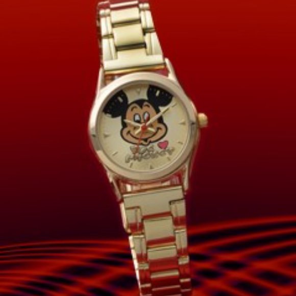 RARE Disney Mickey Mouse Premium Metal Collectible Wrist Watch - SEGA Gold HTF